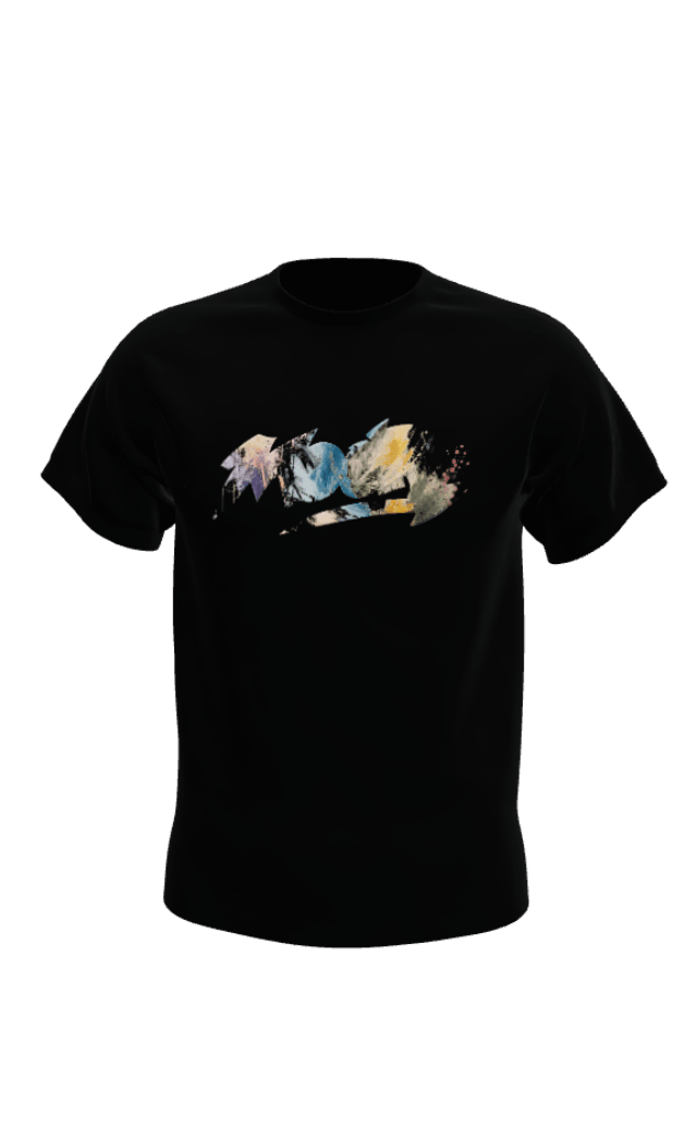 Black AbstracT MOORE T-shirt rotating in glass display 3
