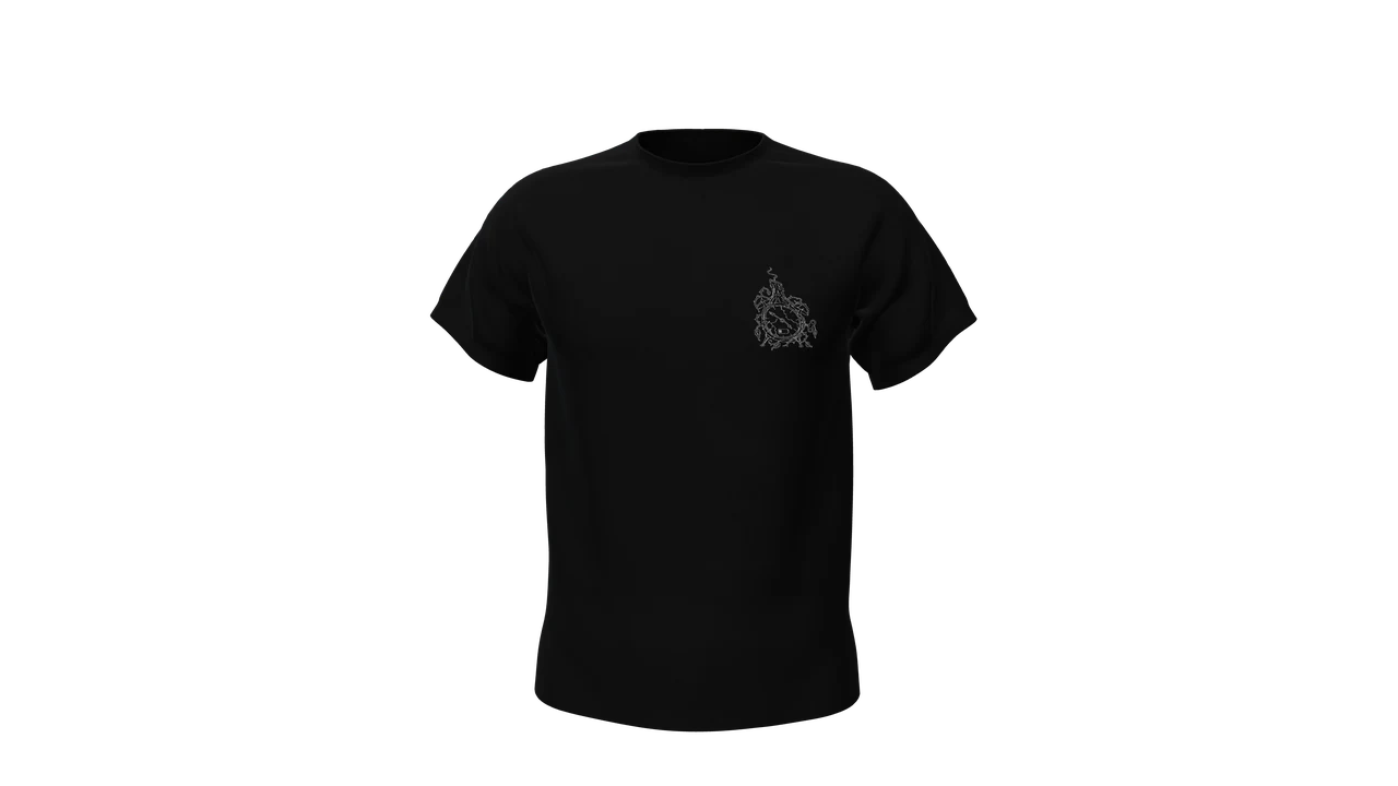 Black Timeless MOORE T-shirt rotating in glass display 2